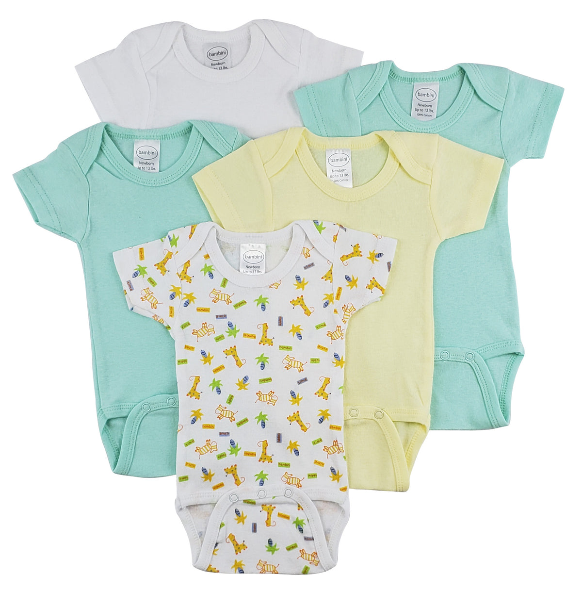 Bambini Short Sleeve One Piece 5 Pack by Emerald Clover