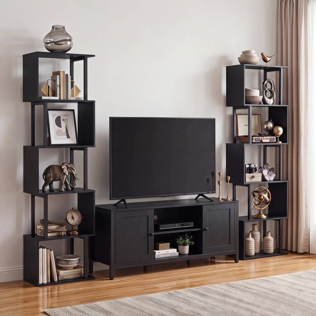 5-Tier S-Shaped Bookshelf with Open Cubes & Anti-Tip Kit by DirectDeals