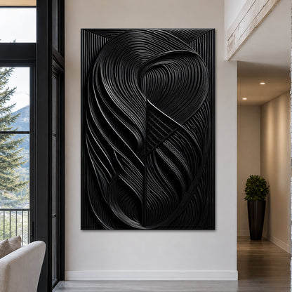 Modern Black Waves Wall Art by Tailored Canvases