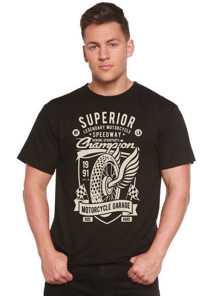 Superior Motorcycle men's short sleeve graphic T-shirt in bamboo viscose and organic cotton