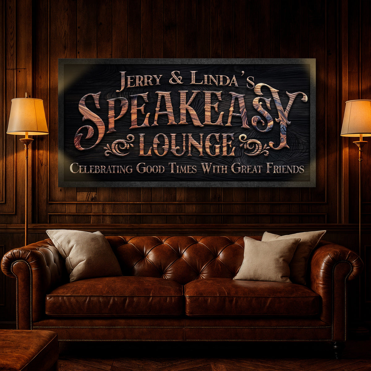 Speakeasy Lounge Wall Sign by Tailored Canvases