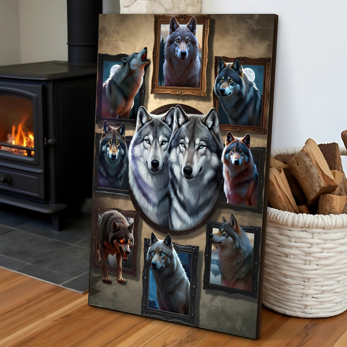 3D Wolf Collage Wall Art canvas by Tailored Canvases, view 5