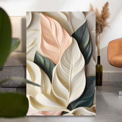 Elegant 3D Pastel Leaf Wall Art by Tailored Canvases