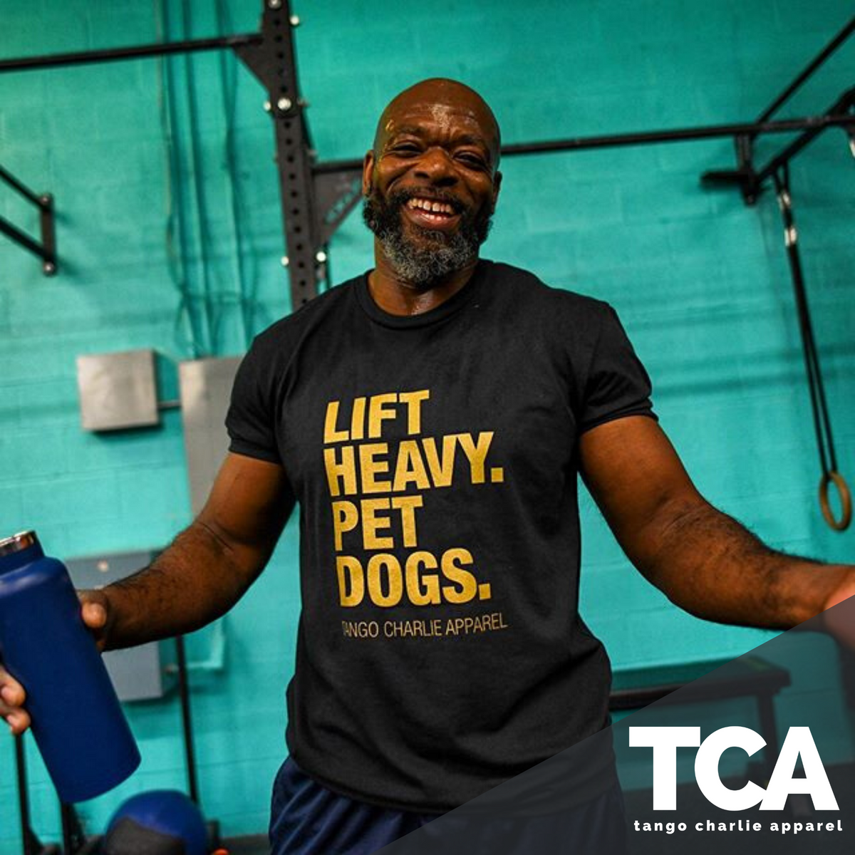 GOLD Edition Lift Heavy. Pet Dogs. - Tee by Tango Charlie Apparel