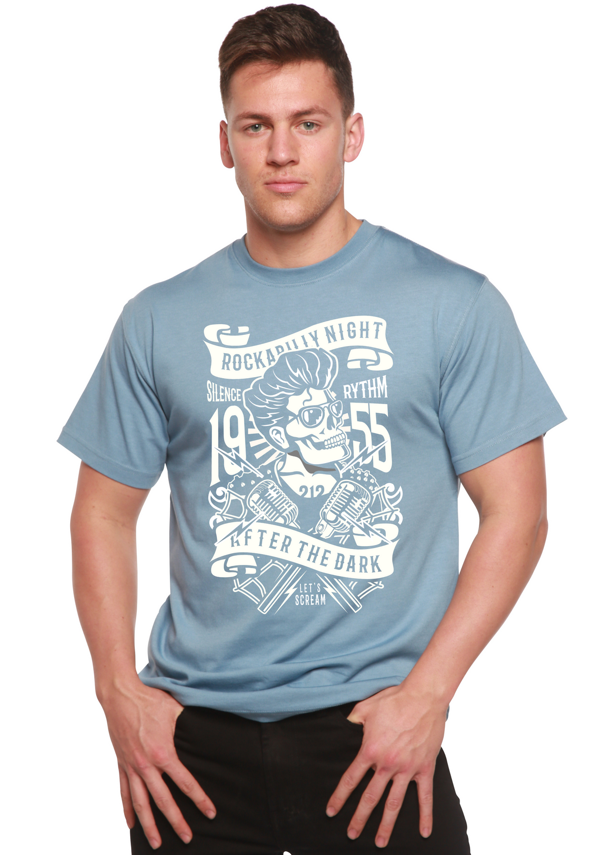 Rockabilly Night men's bamboo graphic T-shirt – view 5