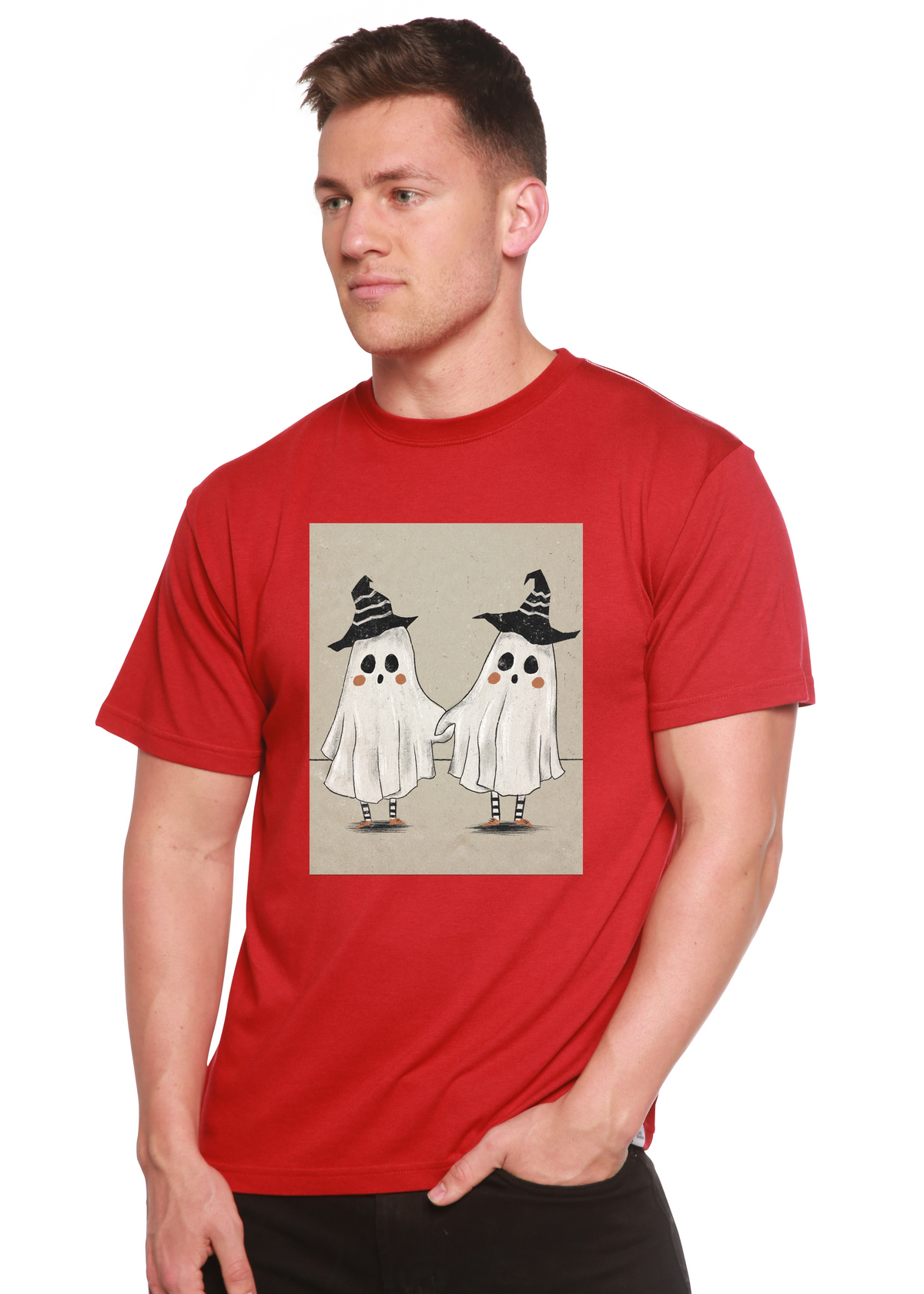 Cute Ghost men's bamboo graphic T-shirt – view 5