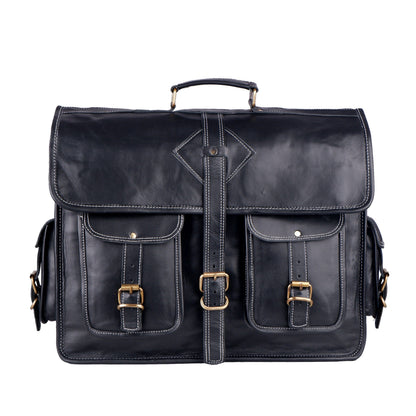 The Retro Black + FREE Toiletry Bag by Classy Leather Bags