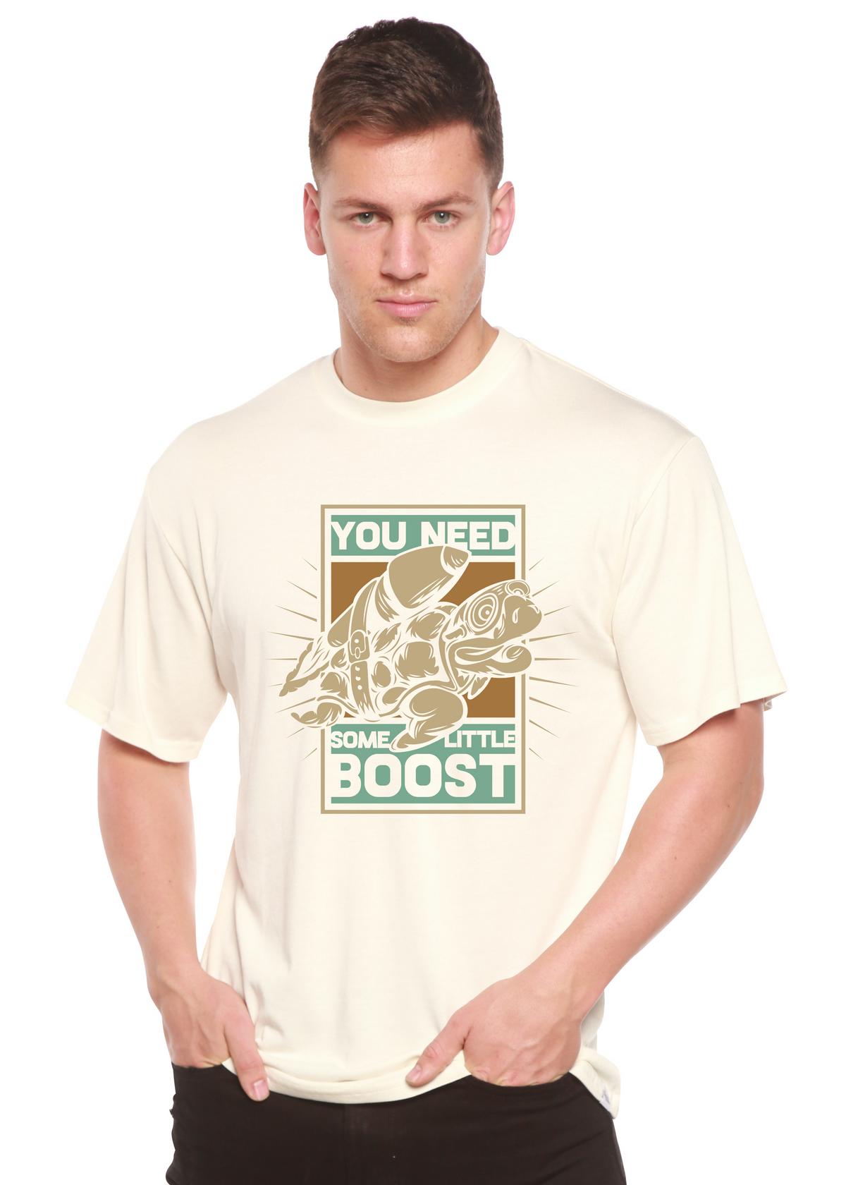 You Need Boost men's short sleeve graphic T-shirt in bamboo viscose and organic cotton
