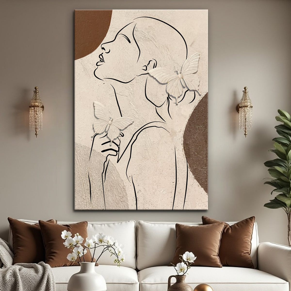 Minimalist Woman Line Art Canvas Wall Art by Tailored Canvases