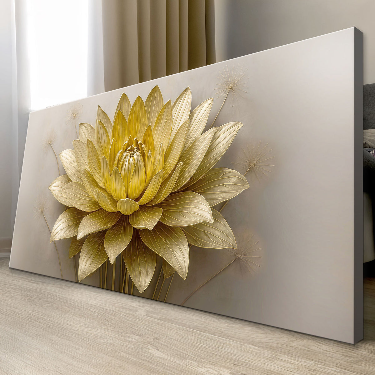 Golden Lotus Minimalist Abstract Wall Art III by Tailored Canvases