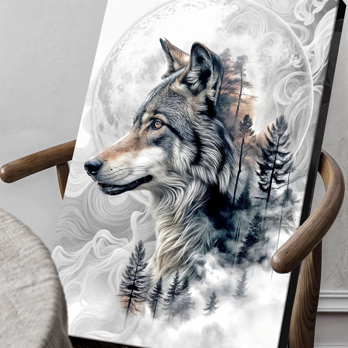Wolf Double Exposure Wall Art by Tailored Canvases