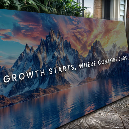 Growth Starts Where Comfort Ends Motivational Wall Sign by Tailored Canvases