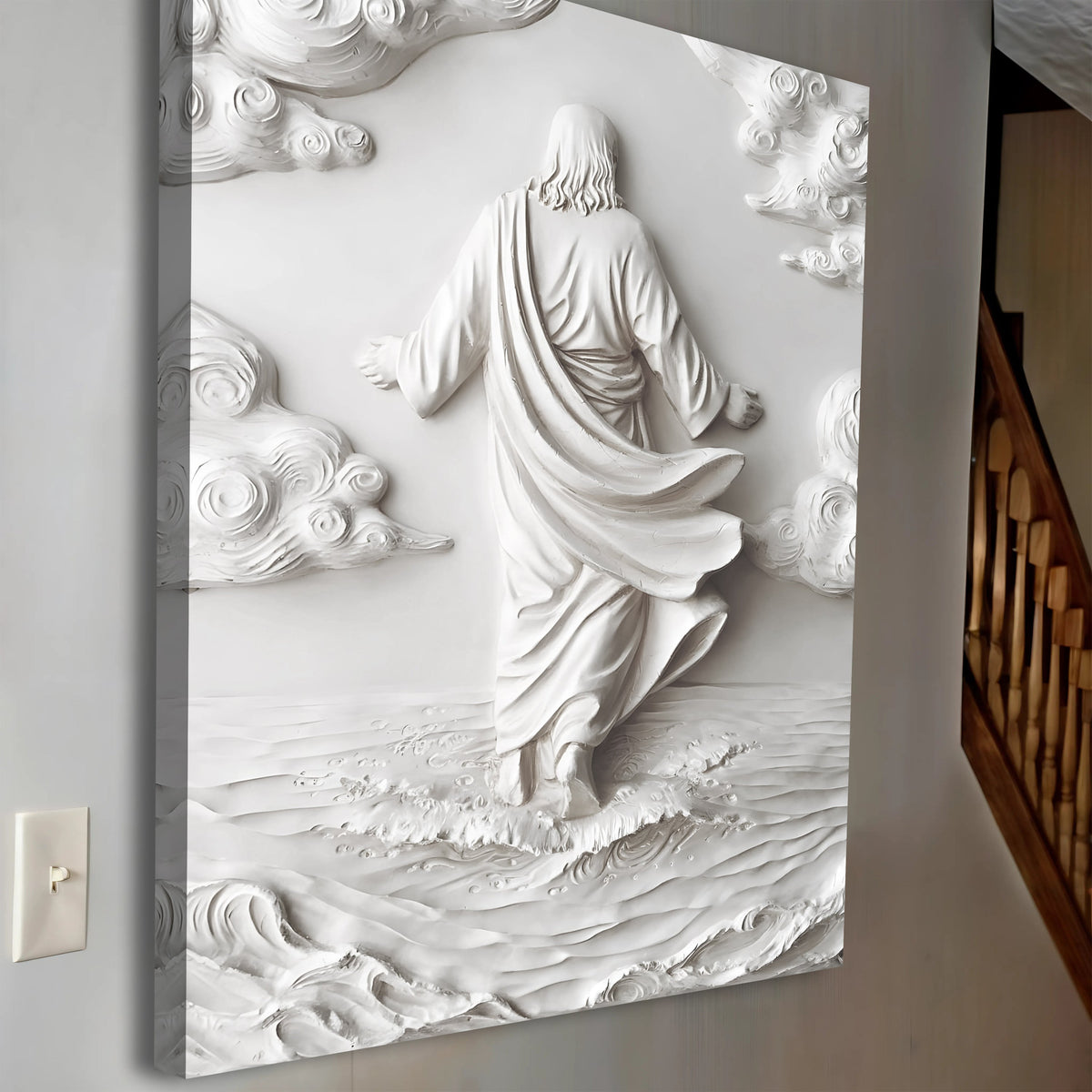 3D Minimalist Jesus Walking on Water Wall Art canvas by Tailored Canvases, view 5