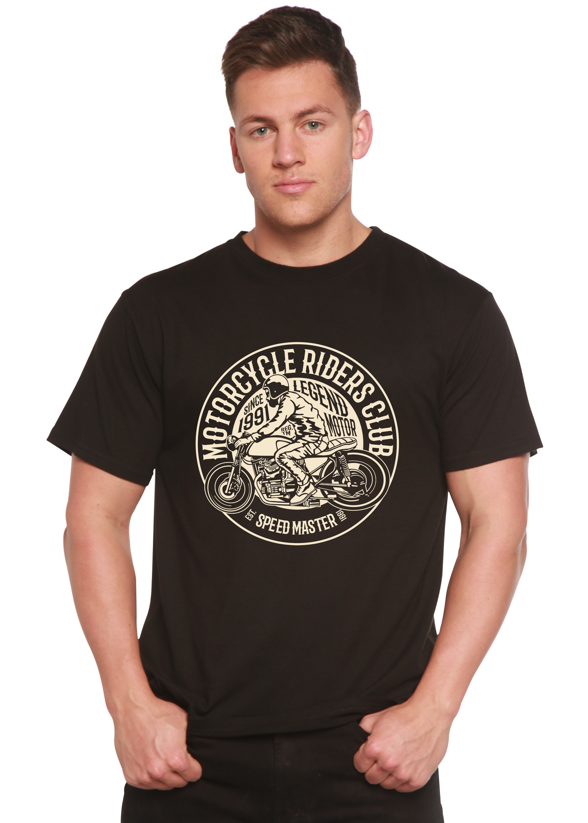 Motorcycle Riders Club men's short sleeve graphic T-shirt in bamboo viscose and organic cotton