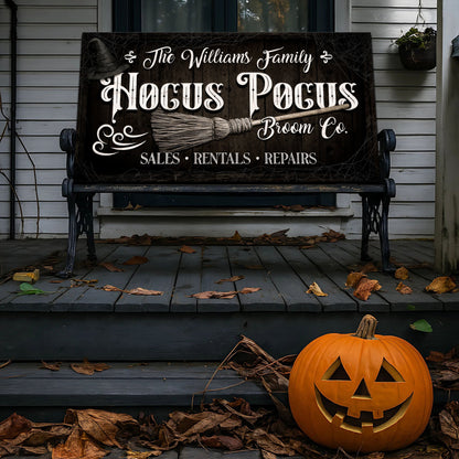 Personalized Hocus Pocus Broom Co. Wall Sign by Tailored Canvases