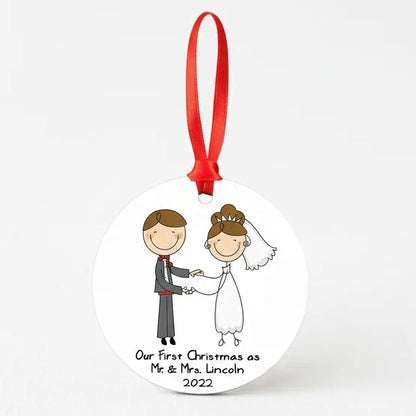 Personalized Wedding Ornament - Custom Wedding Keepsake | Newlywed Christmas Gift by Joyful Moose