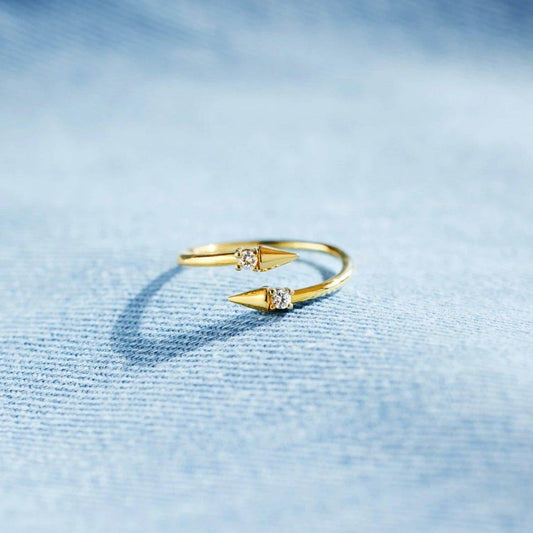 925 Sterling Silver Inlaid Zircon Bypass Ring for Women by Mauve Tuna