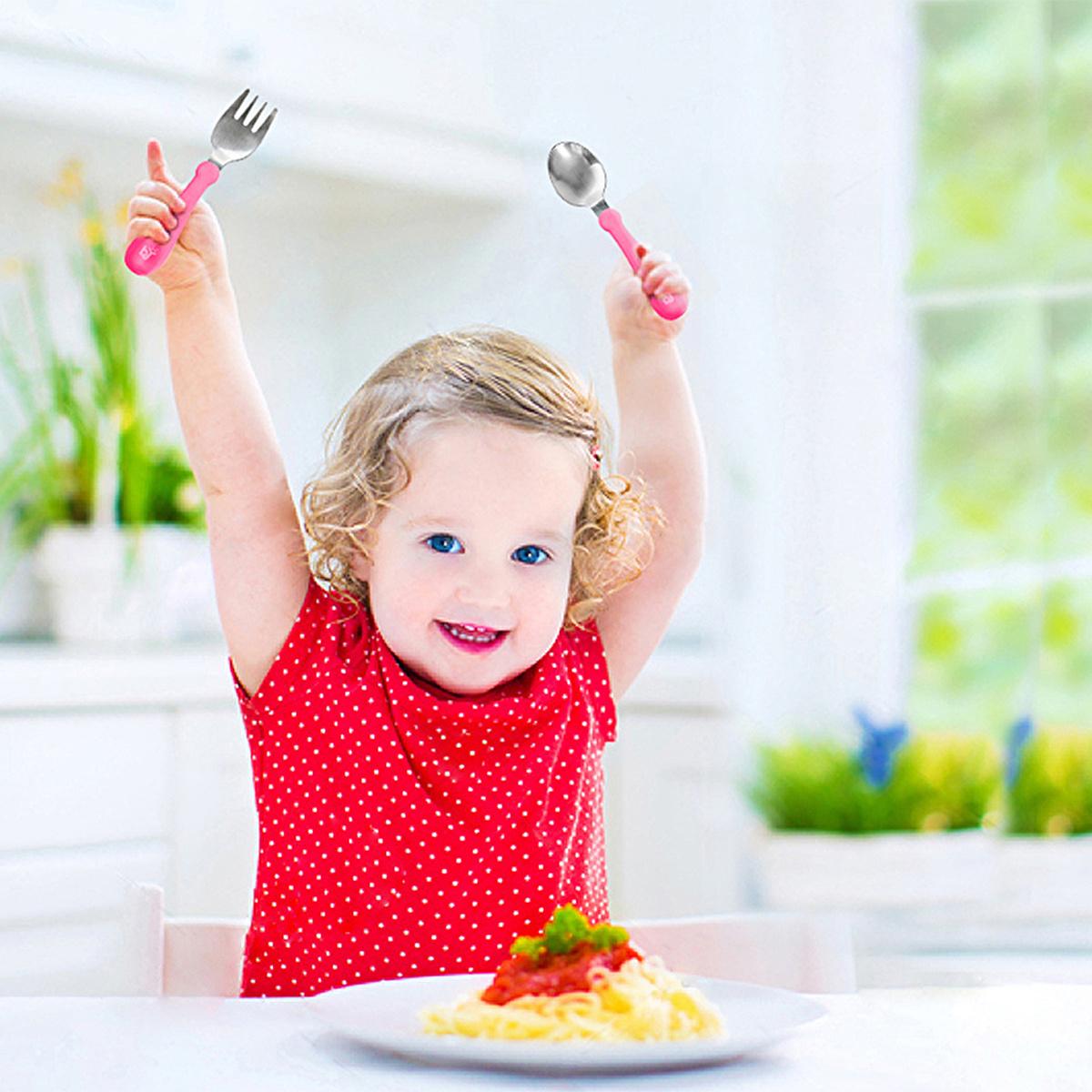 Babyjem Stainless Steel Baby Utensil Set - BPA Free, Ergonomic Design for Independent Eating by Beauty Care Bag