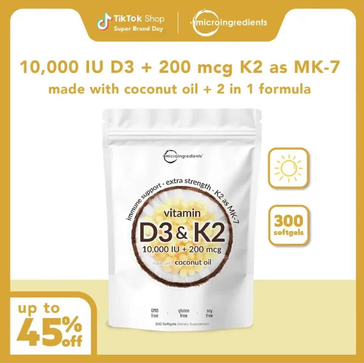 Vitamin D3 K2 Supplement Softgels by KARONDA RENE LEWIS