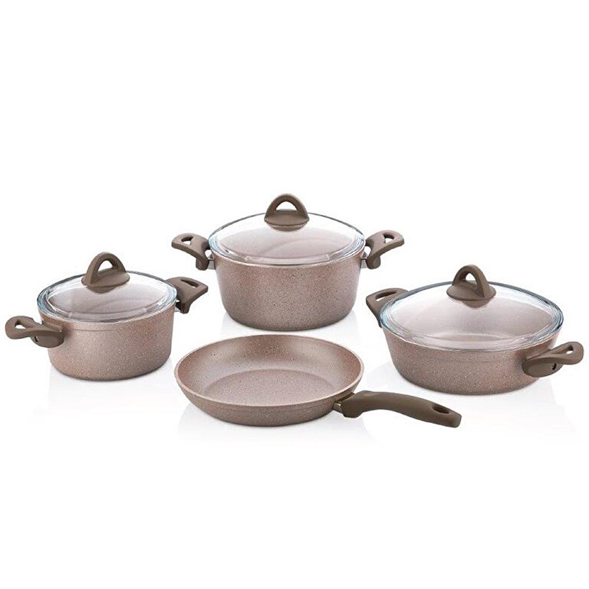 Papilla 7-piece non-stick aluminium cookware set with glass lids