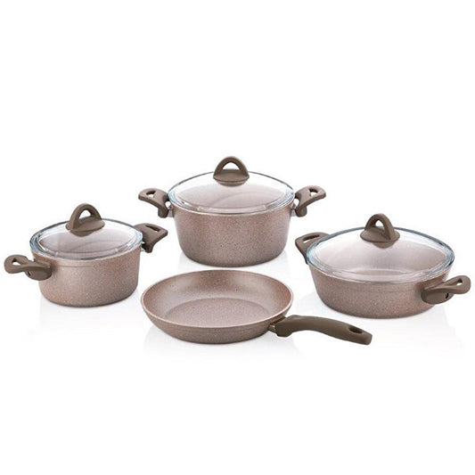 Papilla 7-piece non-stick aluminium cookware set with glass lids