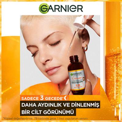 Garnier Vitamin C Serum - Anti-aging Night Serum for Brightening & Hydration, Vegan Skincare, 1.01 fl oz by Beauty Care Bag