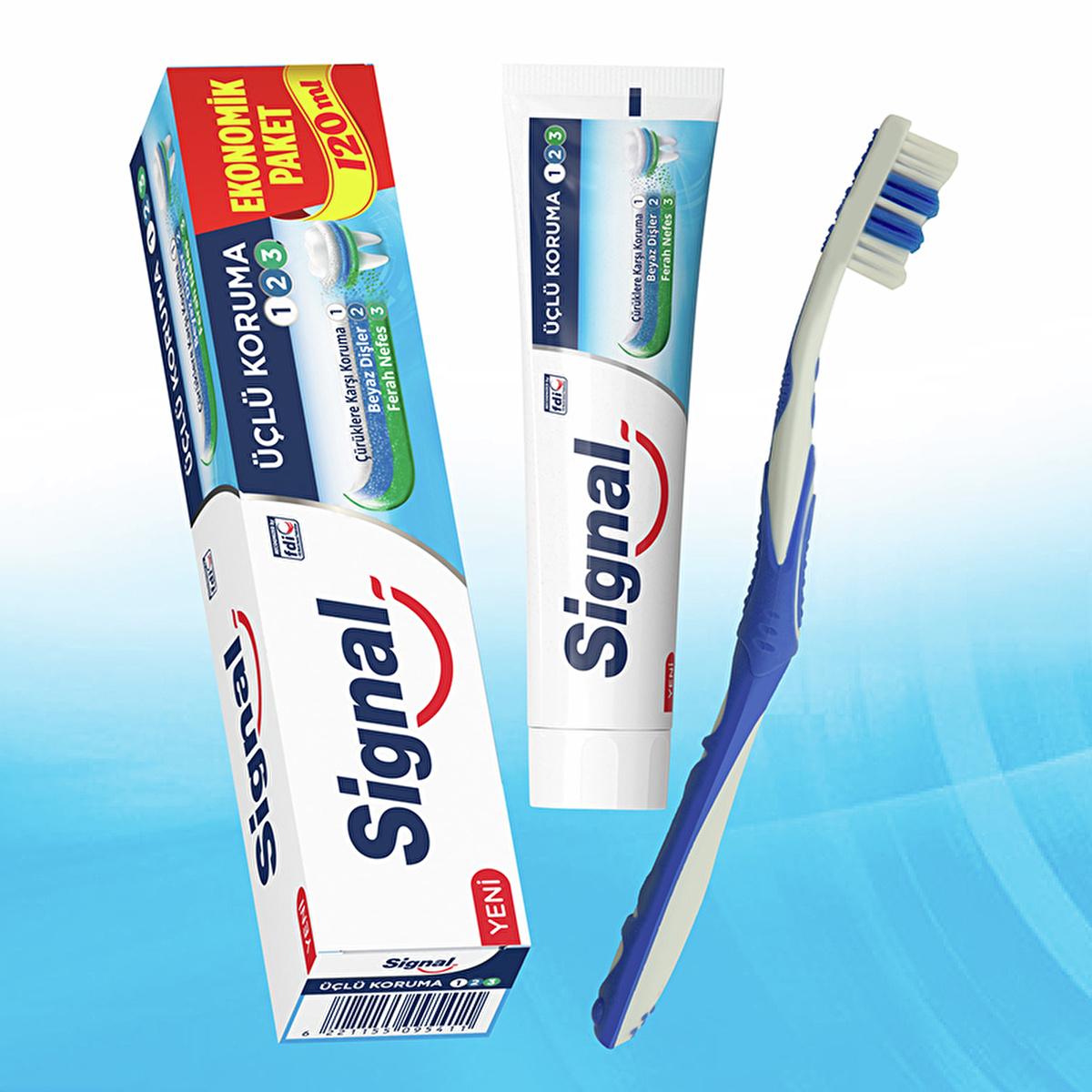 Signal Toothpaste Triple Protection with Fluoride & Calcium - 4.06 fl oz - Fresh Minty Flavor by Beauty Care Bag