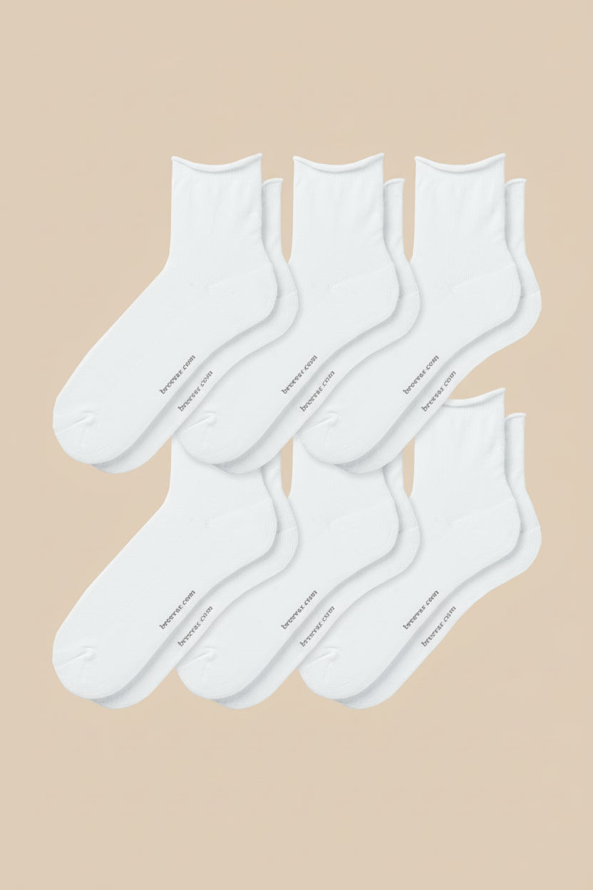 6-Pack Women's Roll Top Socks by Breevar