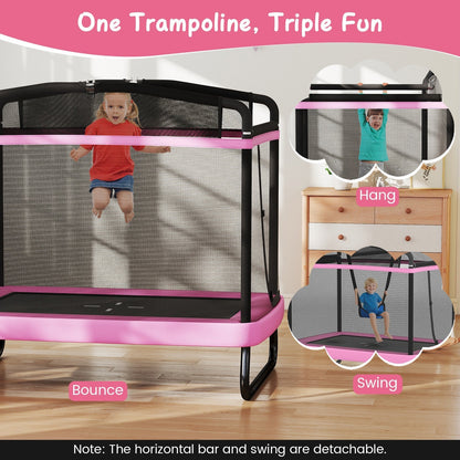 6 ft rectangle kids trampoline with swing and horizontal bar by GBruno Store, view 15