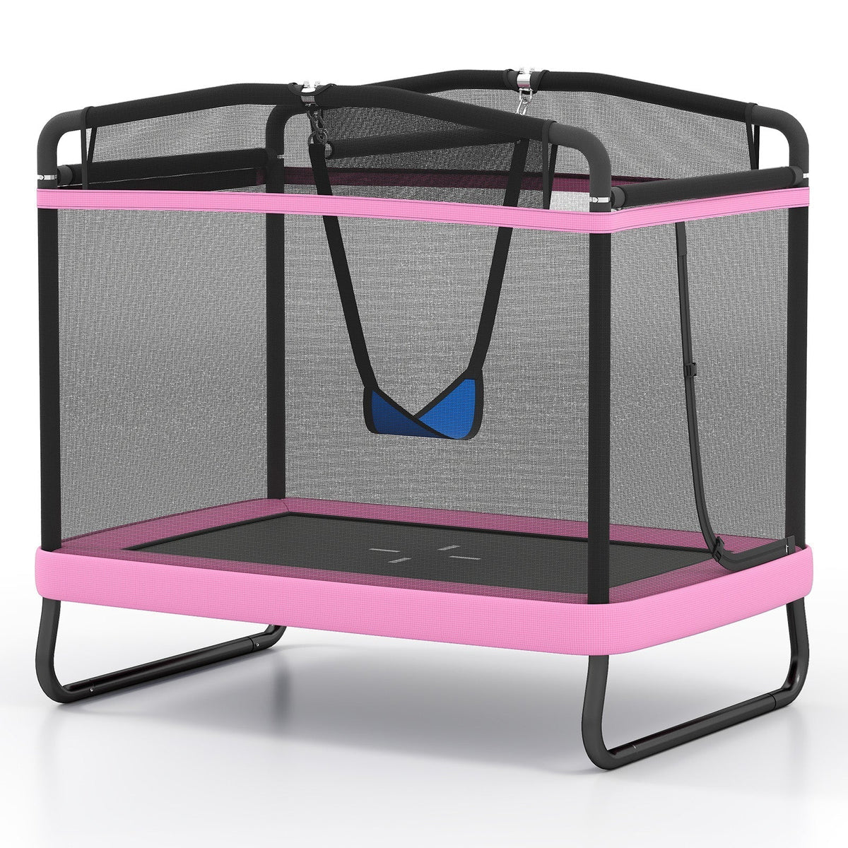 6 ft rectangle kids trampoline with swing and horizontal bar by GBruno Store, view 3