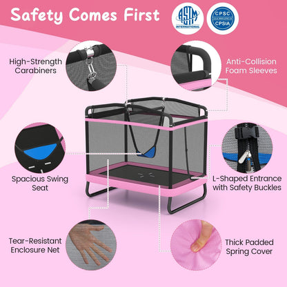 6 ft rectangle kids trampoline with swing and horizontal bar by GBruno Store, view 11