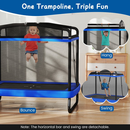6 ft rectangle kids trampoline with swing and horizontal bar by GBruno Store, view 12