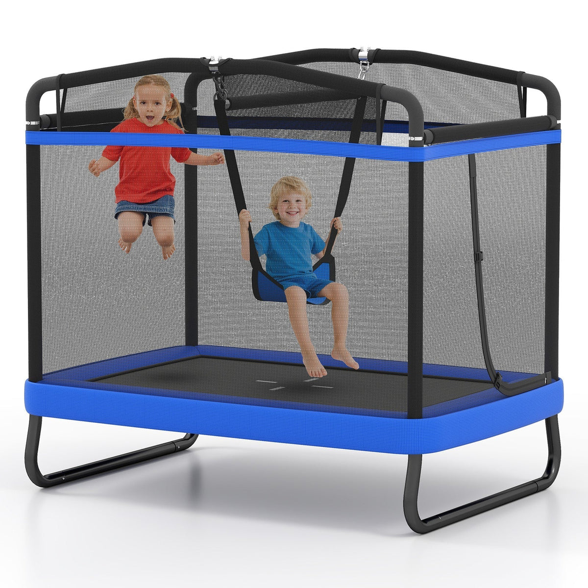 6 ft rectangle kids trampoline with swing and horizontal bar by GBruno Store, view 6