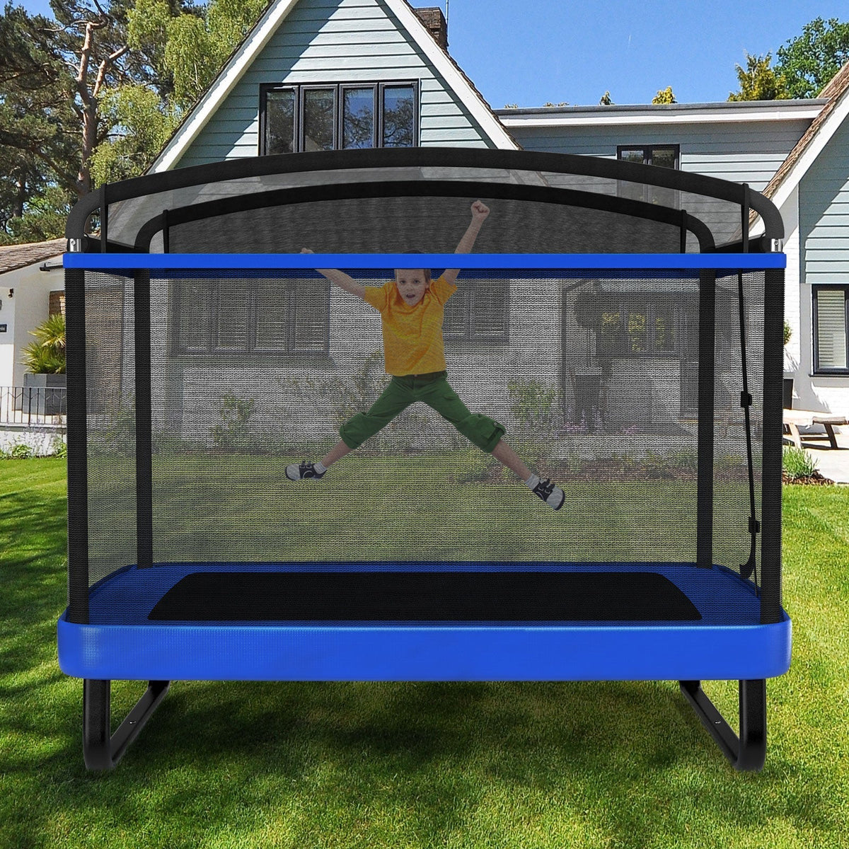 6 ft rectangle kids trampoline with swing and horizontal bar by GBruno Store, view 2