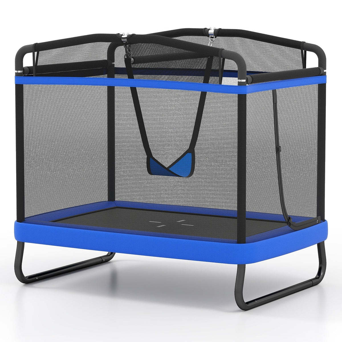 6 ft rectangle kids trampoline with swing and horizontal bar by GBruno Store, view 4