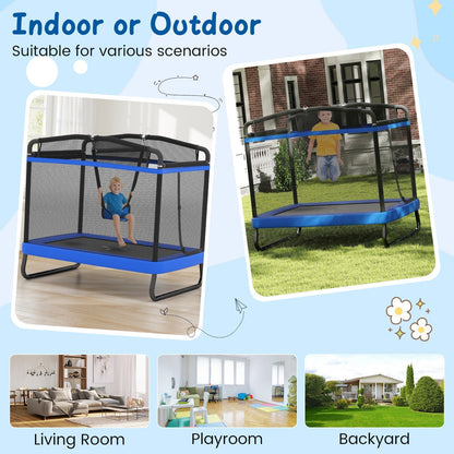 6 ft rectangle kids trampoline with swing and horizontal bar by GBruno Store, view 10