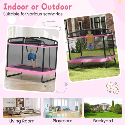 6 ft rectangle kids trampoline with swing and horizontal bar by GBruno Store, view 9
