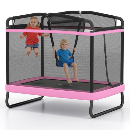 6 ft rectangle kids trampoline with swing and horizontal bar by GBruno Store, view 5