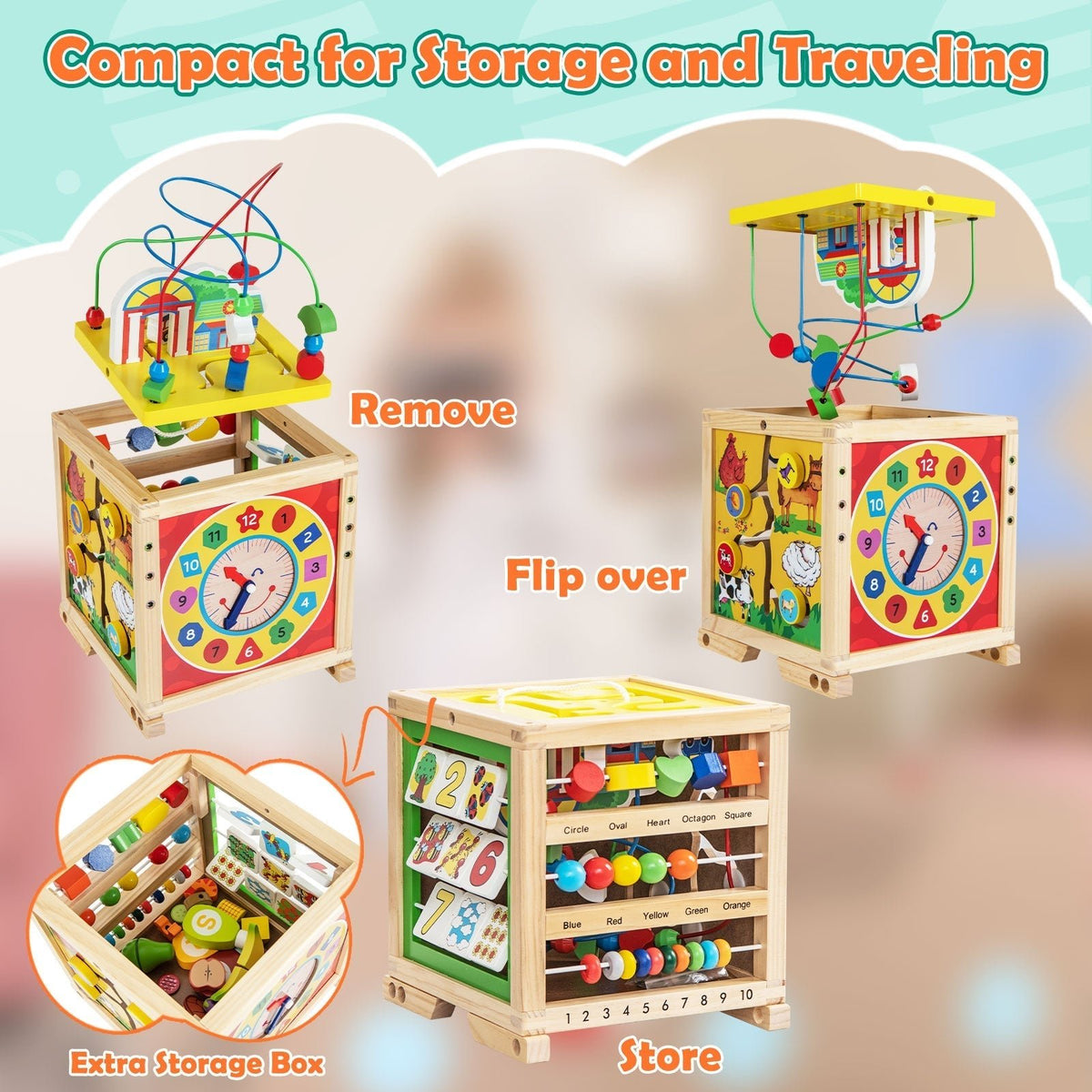 6-In-1 Developmental Learning Educational Toy with Bead MazeTorqelo.com