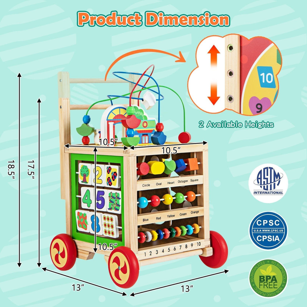 6-In-1 Developmental Learning Educational Toy with Bead MazeTorqelo.com