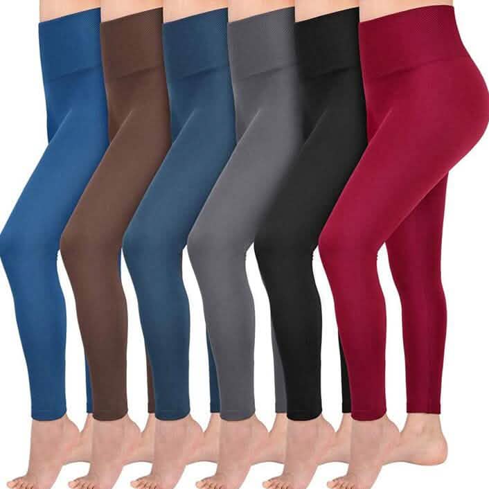6-Pack: Women’s Extra Fleece Leggings High Waist by EasyOptionXY