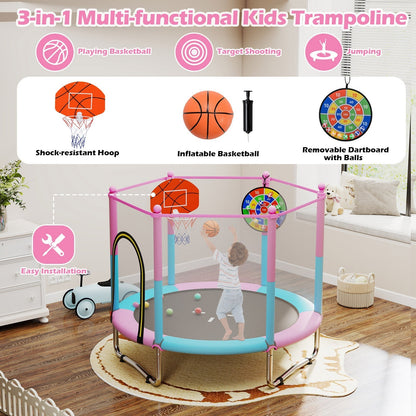 60-inch macaron toddler trampoline with basketball hoop by GBruno Store, view 8