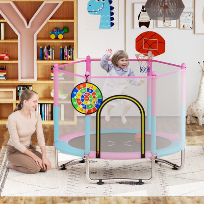 60-inch macaron toddler trampoline with basketball hoop by GBruno Store, view 2