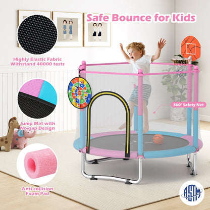 60-inch macaron toddler trampoline with basketball hoop by GBruno Store, view 6