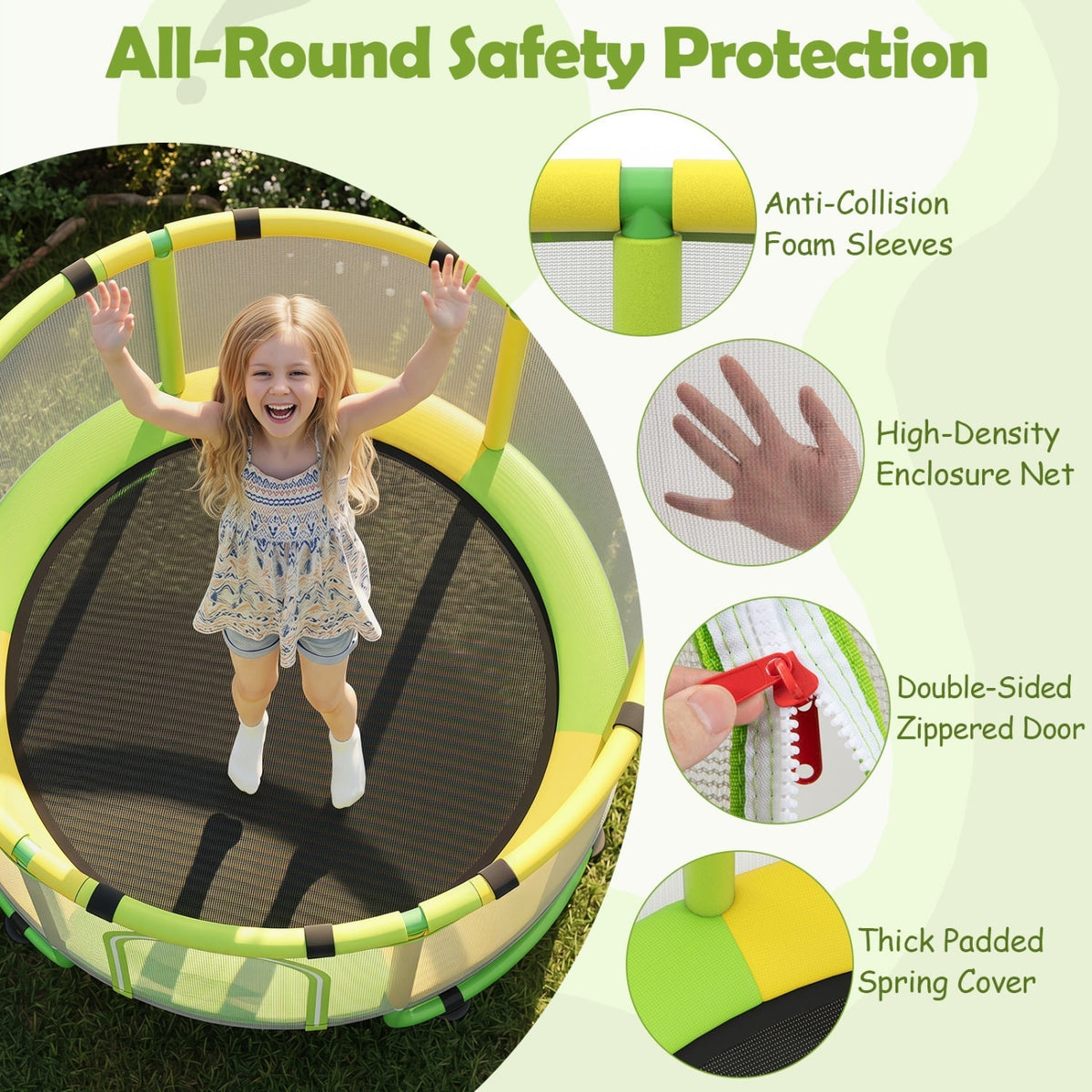 60-inch kids trampoline with adjustable gymnastics bar by GBruno Store, view 23
