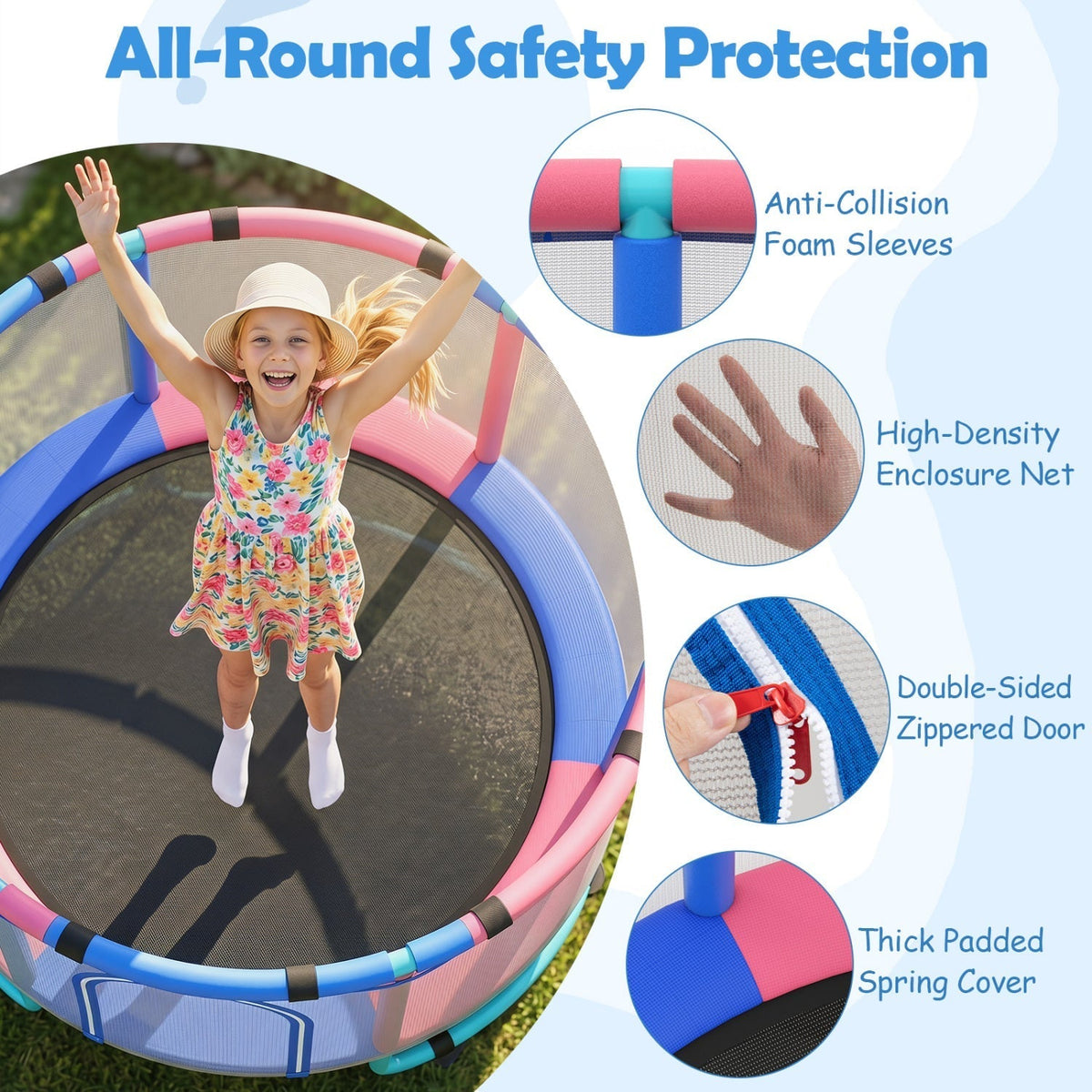 60-inch kids trampoline with adjustable gymnastics bar by GBruno Store, view 15