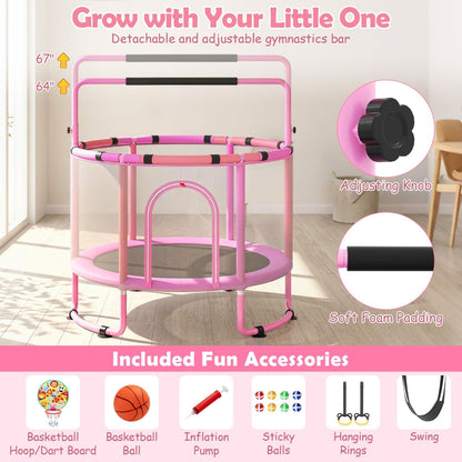 60-inch 6-in-1 kids trampoline play set with gym bar and swing by GBruno Store, view 5
