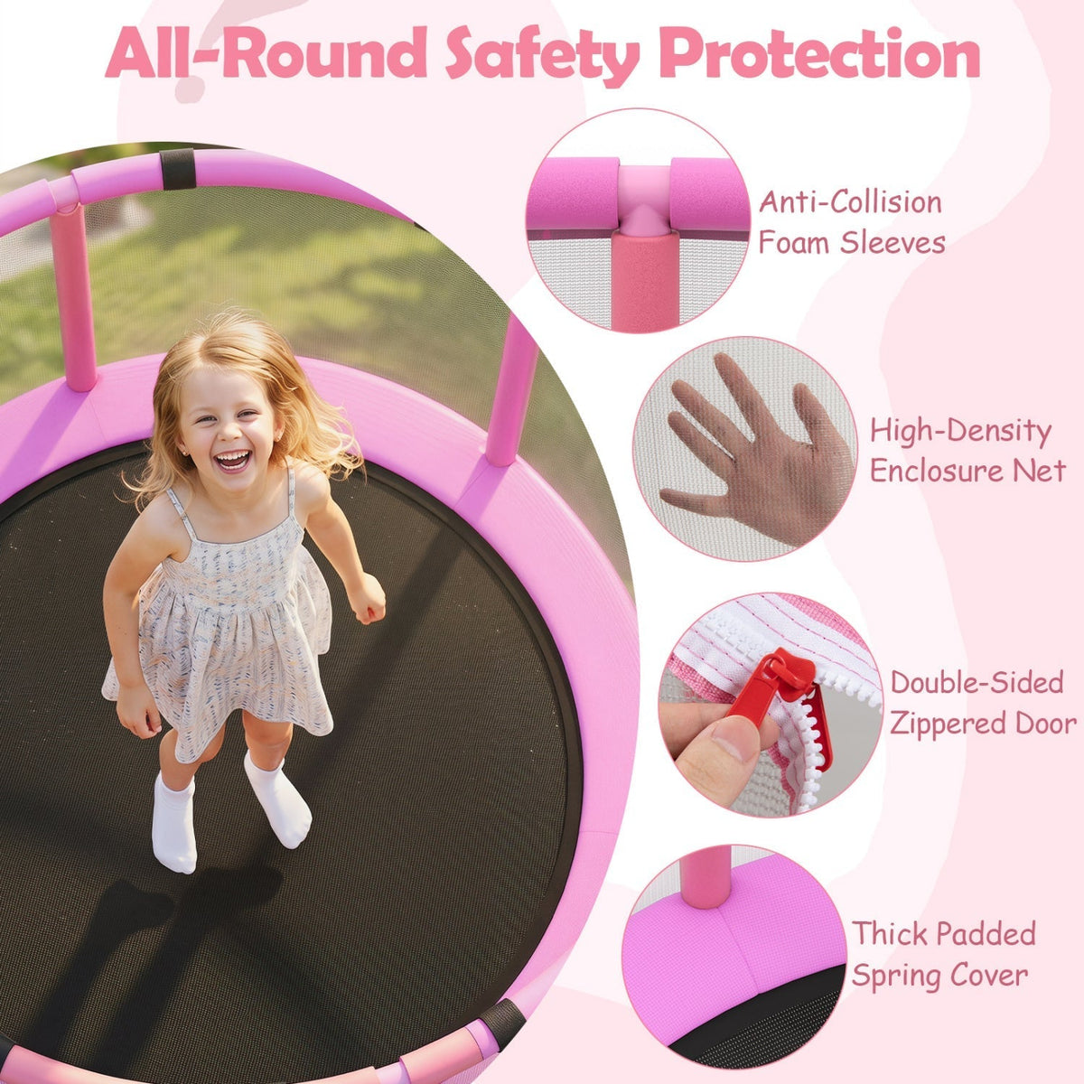 60-inch kids trampoline with adjustable gymnastics bar by GBruno Store, view 7
