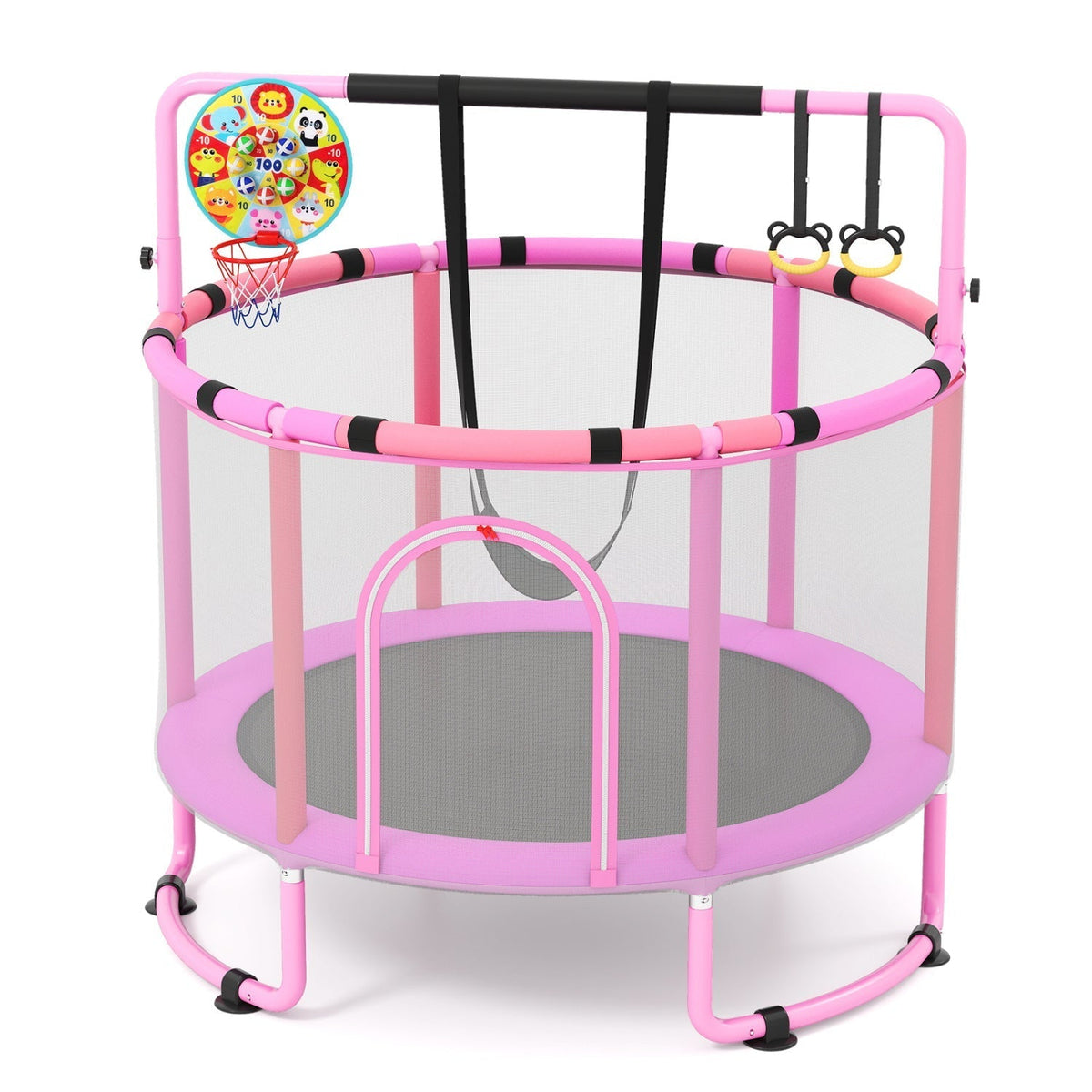 60-inch 6-in-1 kids trampoline play set with gym bar and swing by GBruno Store