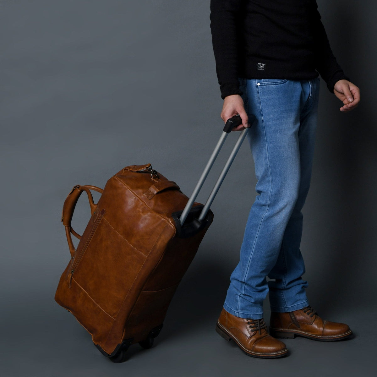Harbor Leather Trolly Carry-On by Classy Leather Bags